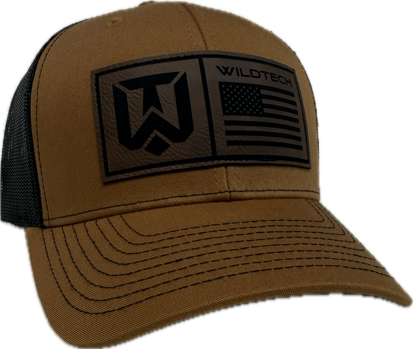 WildTech Leather Flag Patch Snapback - Brown/Black